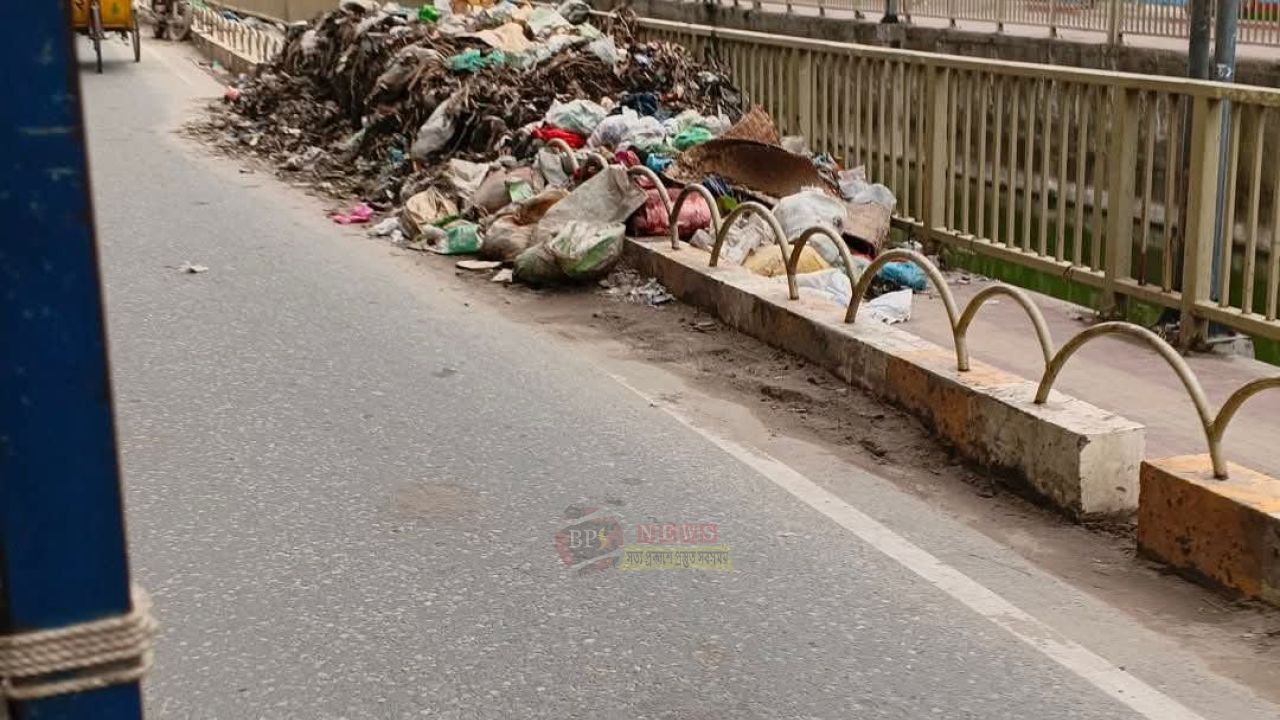 নারায়ণগঞ্জে ময়লার ভাগাড়ে রূপ নিচ্ছে সড়ক, দুর্গন্ধে নাক চেপে চলাচল