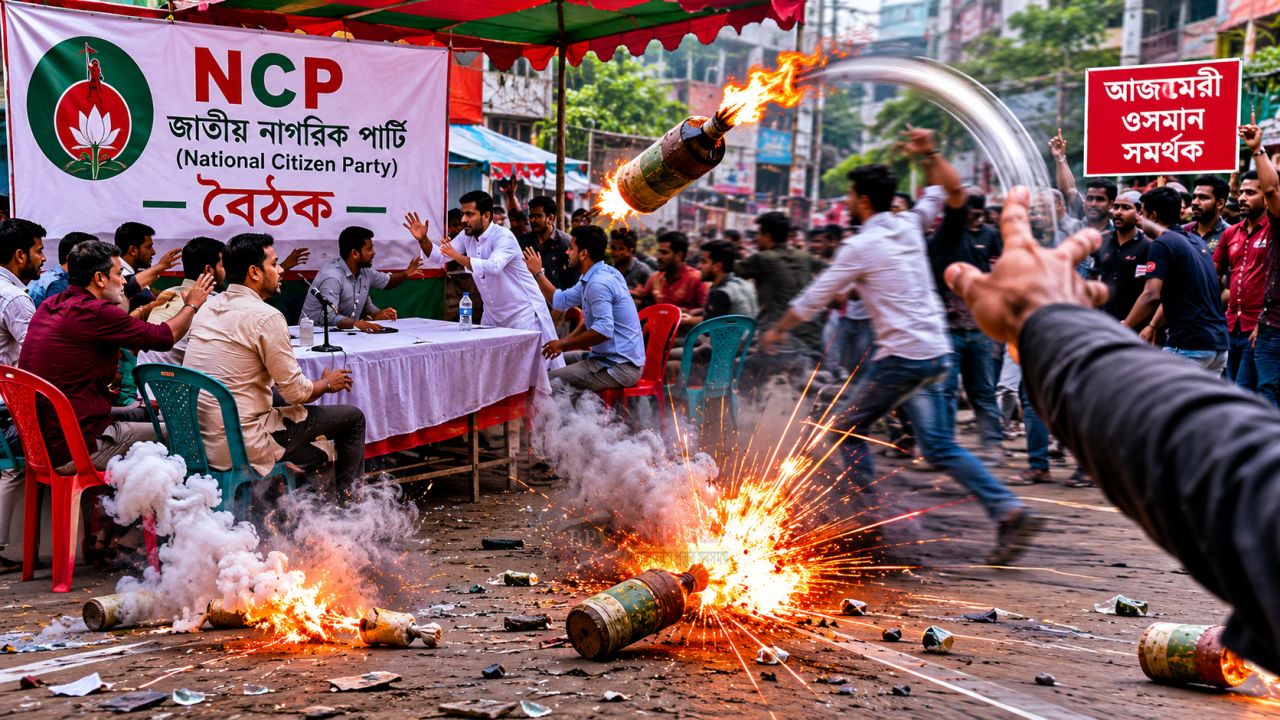 এনসিপির বৈঠকে আজমেরী ওসমান সমর্থকদের ককটেল নিক্ষেপ