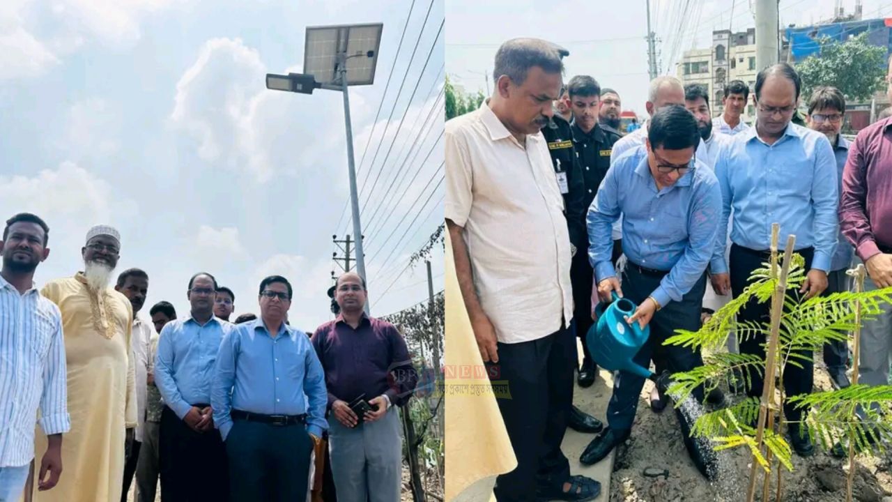 নারায়ণগঞ্জের ফতুল্লা মাঠ সংলগ্ন এলাকাকে আরও পরিচ্ছন্ন, নিরাপদ ও নান্দনিক করে তুলতে নেওয়া হয়েছে নতুন উদ্যোগ। আগের পরিচ্ছন্নতা কার্যক্রমের ধারাবাহিকতায় এবার এলাকায় স্থাপন করা হয়েছে চারটি সোলার স্ট্রিট লাইট। পাশাপাশি পরিবেশের সৌন্দর্য বাড়াতে করা হয়েছে বৃক্ষরোপণ। গত শনিবার ফতুল্লা মাঠ সংলগ্ন এলাকায় পরিচ্ছন্নতা অভিযান পরিচালনা করা হয়। ওই কার্যক্রমের পর এলাকাটির পরিবেশ আরও উন্নত করার অংশ হিসেবে আলোকসজ্জা ও সবুজায়নের উদ্যোগ নেওয়া হয়েছে। সোলার স্ট্রিট লাইট স্থাপনের ফলে সন্ধ্যার পর এলাকাটি আলোকিত হওয়ার পাশাপাশি নিরাপত্তা ব্যবস্থাও আরও জোরদার হবে বলে সংশ্লিষ্টরা মনে করছেন। বৃক্ষরোপণের মাধ্যমে মাঠ সংলগ্ন এলাকায় সবুজ পরিবেশ তৈরির পাশাপাশি স্থানটির সৌন্দর্যও বৃদ্ধি পাবে। একই সঙ্গে পরিচ্ছন্নতা কার্যক্রমকে নিয়মিত রাখার এবং স্থাপন করা লাইট ও বৃক্ষের যথাযথ রক্ষণাবেক্ষণের ওপর গুরুত্ব দেওয়া হচ্ছে। এদিকে, নারায়ণগঞ্জের জেলা প্রশাসক এলাকাটির পরিচ্ছন্নতা বজায় রাখতে স্থানীয় বাসিন্দাসহ সচেতন নাগরিকদের সহযোগিতা কামনা করেছেন। তিনি যত্রতত্র ময়লা-আবর্জনা না ফেলার জন্য সবাইকে সচেতন হওয়ার আহ্বান জানিয়েছেন। পরিচ্ছন্নতা, আলোকায়ন ও সবুজায়নের এ ধরনের উদ্যোগের মাধ্যমে ফতুল্লা মাঠ সংলগ্ন এলাকাকে আরও সুন্দর ও পরিবেশবান্ধব করে গড়ে তোলার পাশাপাশি পরিচ্ছন্ন নারায়ণগঞ্জ গঠনে জনসম্পৃক্ততা বাড়ানোর ওপর গুরুত্ব দেওয়া হচ্ছে।